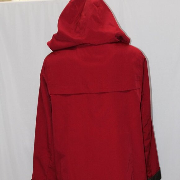 Gallery Petite Cranberry Red Hooded Raincoat - Picture 9 of 16